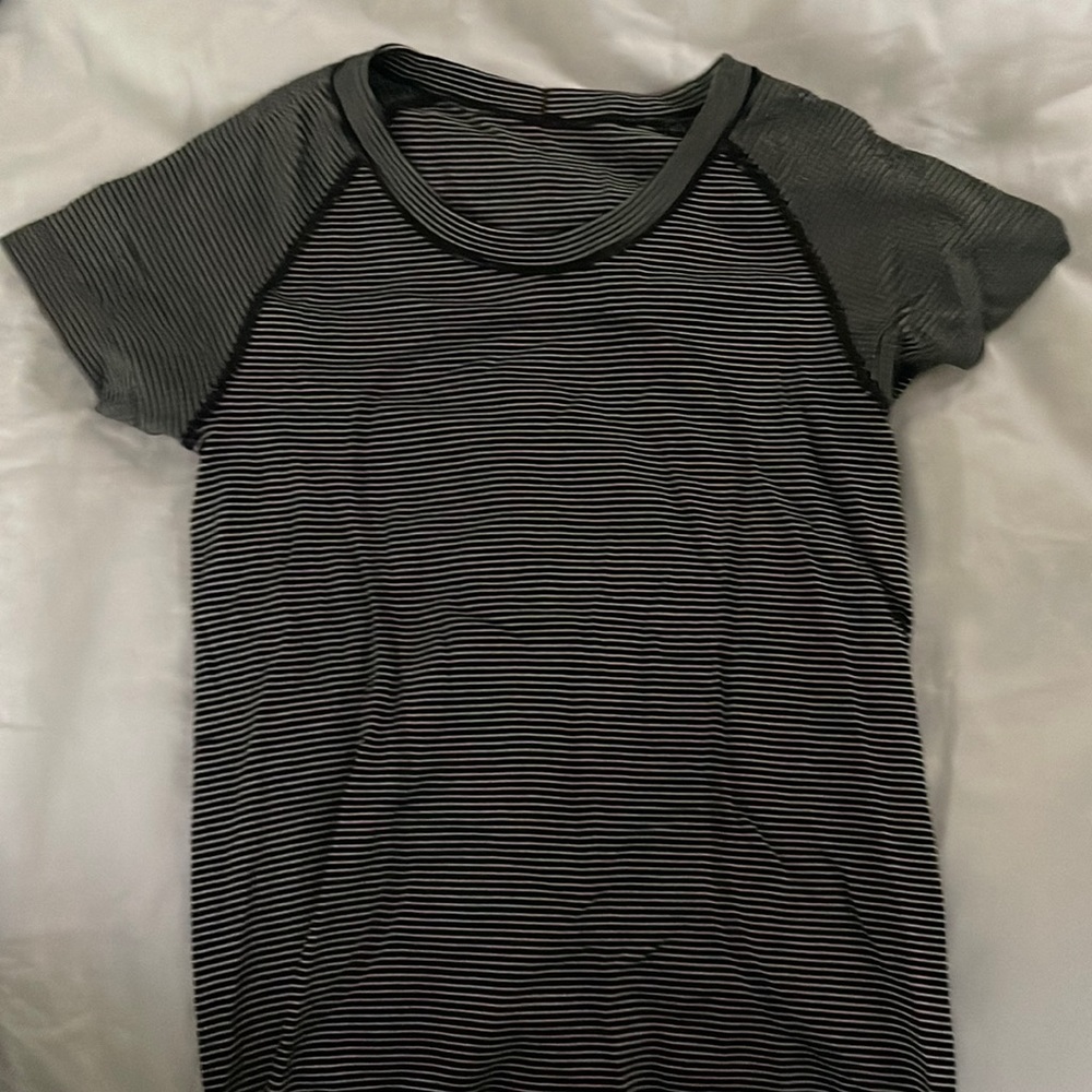 Black and white striped lululemon shirt